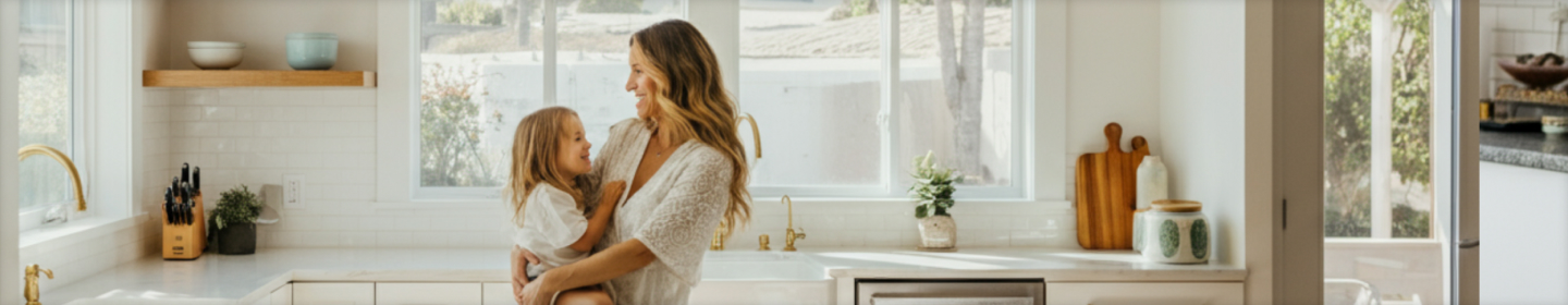 Mom with kids at home